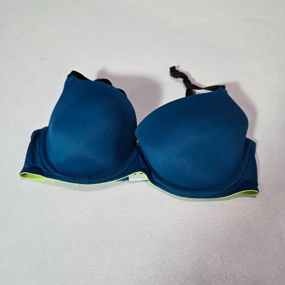 PINK Victoria's Secret Women Bra 32D Blue Wear Everywhere Lightly Lined READ